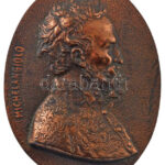 DN 'Michelangelo' egyoldalas bronzozott fém emlékplakett akasztóval, Szign:PR (118x90mm) T:1- ND 'Michelangelo' one-sided bronzed metal commemorative plaque with hanger, Sign.:PR (118x90mm) C:AU