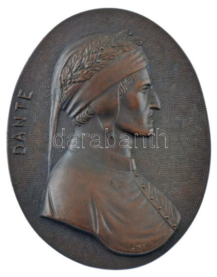 DN 'Dante' egyoldalas bronzozott fém emlékplakett akasztóval, (116x90mm) T:1- hátoldal karcos ND 'Dante' one-sided bronzed metal commemorative plaque with hanger (116x90mm) C:AU reverse side scratched