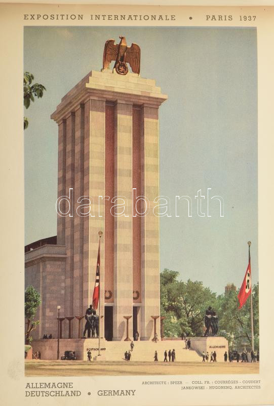 1931 Exposition Internationeale des Arts et des Techniques appliqués á la vie moderne. Paris, 1937. A Párizsi világkiállítás albuma benne a magyar pavilonnal, színezett képekkel. - Image 2