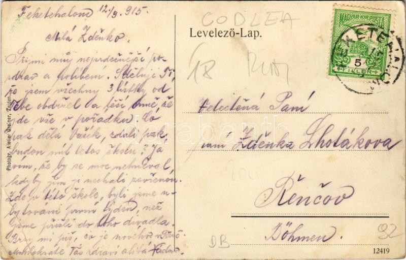1915 Feketehalom, Zeiden, Codlea; Evangélikus iskola / Schule / school (EB) - Image 2