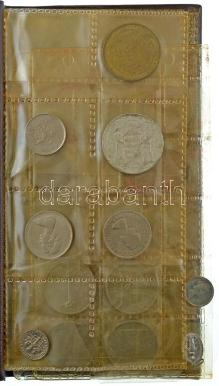 17db-os vegyes, nagyrészt külföldi érme és emlékérem tétel kisalakú műbőr berakóba rendezve, közte több szovjet forgalmi emlékkiadás T:2-3 17pcs of mixed, mostly foreign coin and commemorative medallion lot arranged in a small faux