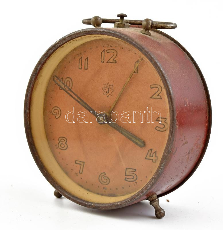 Régi Junghans vekker, mechanikus szerkezettel, kopott, nem működik, m: 11 cm