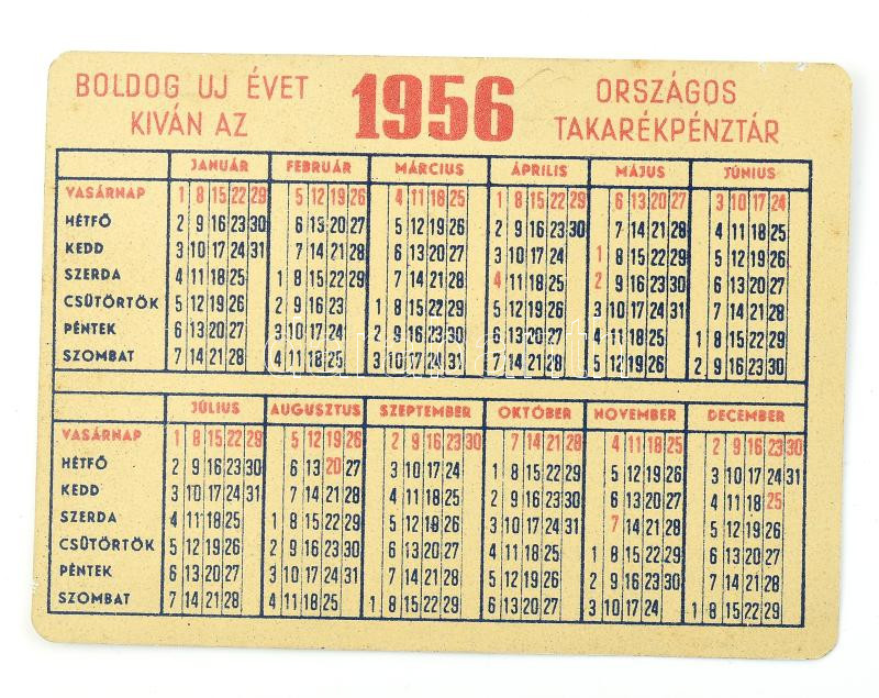 1956 Országos Takarékpénztár fém kártyanaptár - Image 2