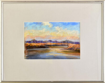 Bertalan Rózsa (1900-1987): Székesfehérvár környéki táj, 1933. Pasztell, papír, jelezve jobbra lent, 19x28 cm. Dekoratív, üvegezett fakeretben.