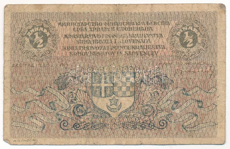 Jugoszlávia 1919. 1/2D T:3- Yugoslavia 1919. 1/2 Dinara C:VG Krause 11 - Image 2
