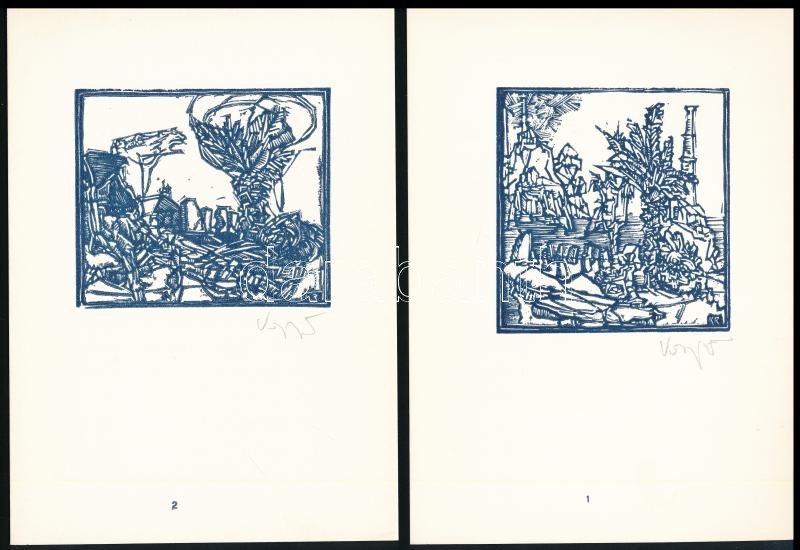 König Róbert: Cornwalltól Edinburghig 1987. Grafikai epigrammák. 20 db fametetszetet tartalmazó sorszámozott mappa (08 számú). Mindegyik szignált - Image 2