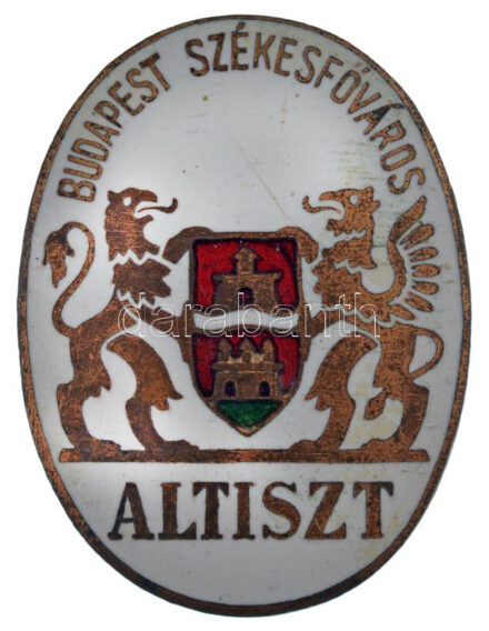 ~1920-1930. 'Budapest Székesfőváros - Altiszt' zománcozott bronz gomblyukjelvény (36x27mm) T:2 zománcrepedés