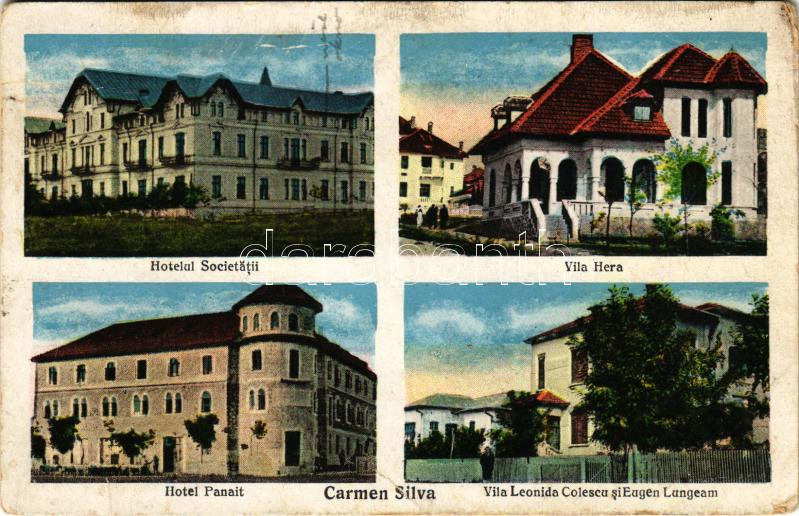 1930 Eforie, Carmen Sylva, Carmen Silva; Hotelul Societatii, Vila Hera, Hotel Panait, Vila Leonida Colescu si Eugen Lungeam / hotel, villas (pinhole)