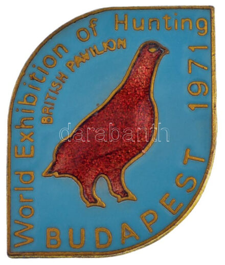 1971. 'Vadászati Világkiállítás Brit Pavilon' zománcos jelvény (25x38mm) T:1- Hungary 1971. 'World Exhibition of Hunting British Pavilion' enameled bronze badge (25x38mm) C:Au
