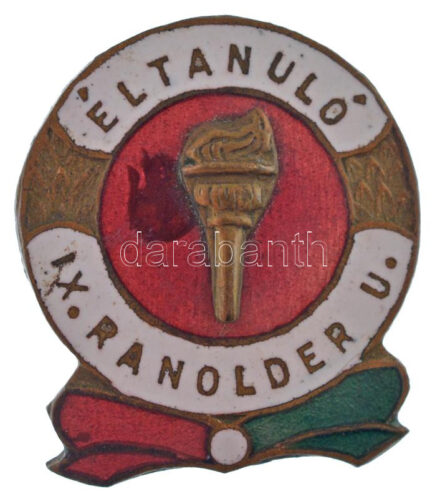 ~1950. 'Éltanuló IX. Ranolder U.' zománcos bronz kitűző (23x20mm) T:1-
