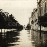 1912 Lugos, Lugoj; árvíz a Temes folyón / Splaiul Corneliu Coposu 4 / Timis river flood. photo (EB)