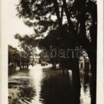 1912 Lugos, Lugoj; árvíz a Temes folyón, vasútállomás / Timis river flood, railway station. photo (EK)
