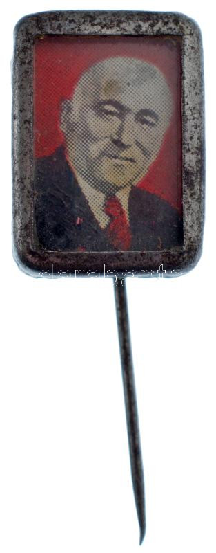 ~1950. Rákosi Mátyás arcképes üvegezett propaganda kitűző (16x11mm) T:2