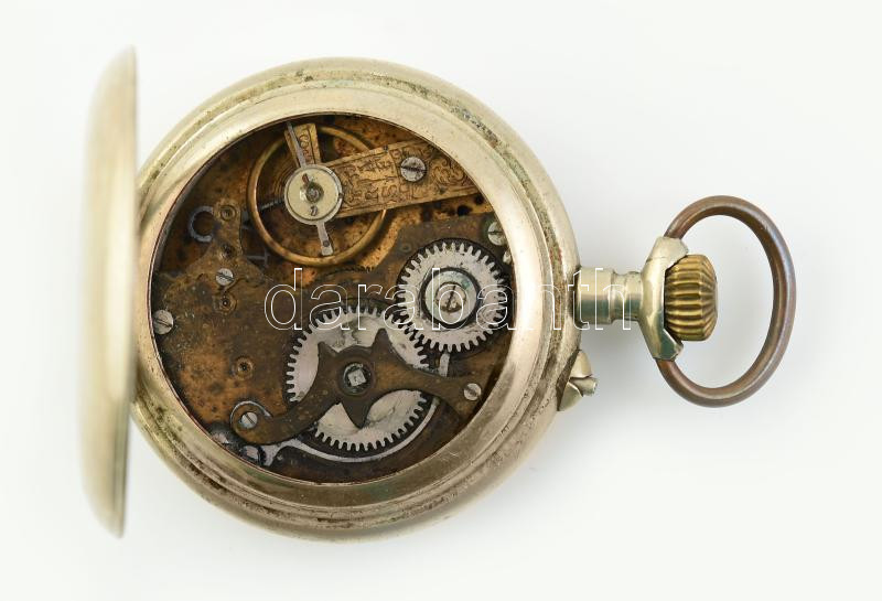 Roskopf réz számlapos zsebóra, kopott számlappal, működőképes d: 52 mm - Image 3