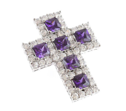 Ezüst (Ag) köves kereszt medál, jelzett, bruttó: 12,3g