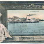 1906 Orsova, MFTR Margit gőzös. Szecessziós montázs hölggyel / steamship. Art Nouveau montage with lady (EK)