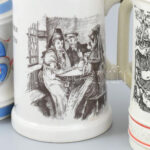 3 db söröskorsó, porcelán, Hollóházi és Lichte GDR, egy ón fedéllel, jelzett, kis kopásokkal, m: 12-19 cm - Image 2