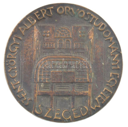 Tóth Sándor 1990. 'Szent-Györgyi Albert Orvostudományi egyetem - Szeged / Új klinikai épület avatása MCMXC szeptember 10' kétoldalas öntött bronz érem (65mm) T:1- patina