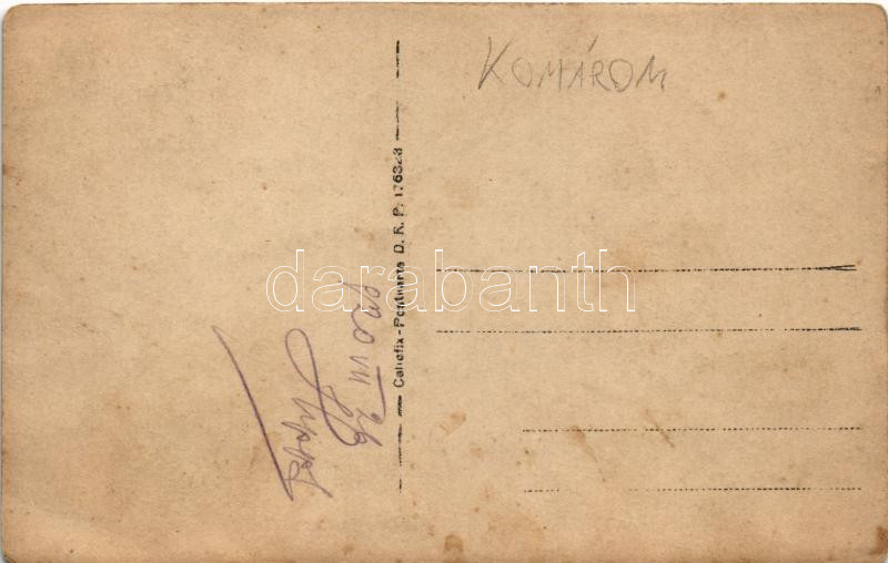 1920 Komárom, Komárnó (?); Dunai idill, fürdőzők, uszályok / bathing in the Danube, barges. photo (EK) - Image 2