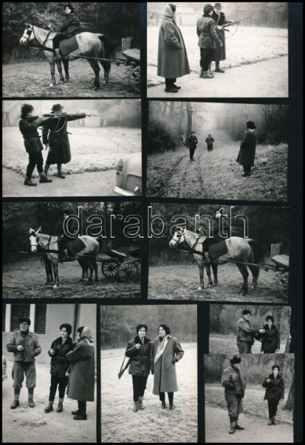 cca 1960-1970 Fiatal lány vadászaton, 10 db fotó, 6×9 cm