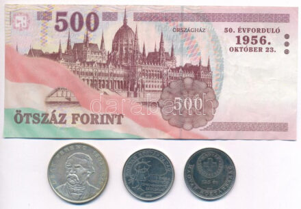 1994. 200Ft Ag 'Deák' + 2005. 50Ft '15 éves a Nemzetközi Gyermekmentő Szolgálat' 2006. 50Ft 'Magyar Vöröskereszt' + 500Ft 'A forradalom 50. évfordulója 1956. október 23.' T:1-,2, III folt