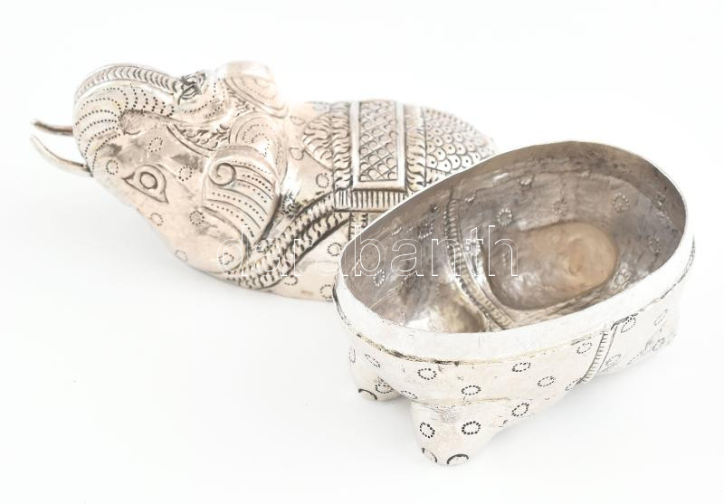 Ezüst (Ag) szerencse elefánt dobozka, jelzett, nettó: 51,55g, 9x4x6cm - Image 3