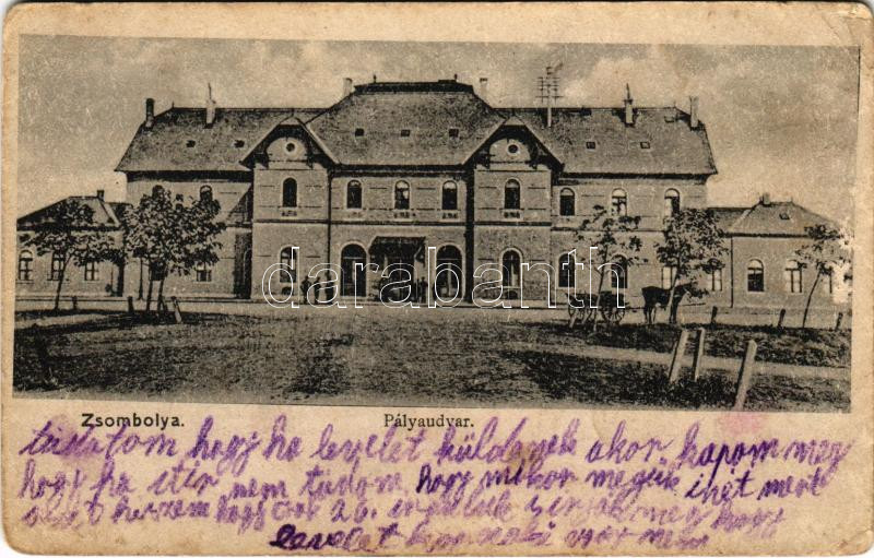 Zsombolya, Hatzfeld, Jimbolia; Vasútállomás / railway station (Rb)