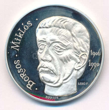 Lebó Ferenc (1960-) 2006 'Borsos Miklós / Győr Megyei Jogú Város közgyűlése' jelzett Ag emlékérem kapszulában (31,37mm/925/42,5mm) T:PP