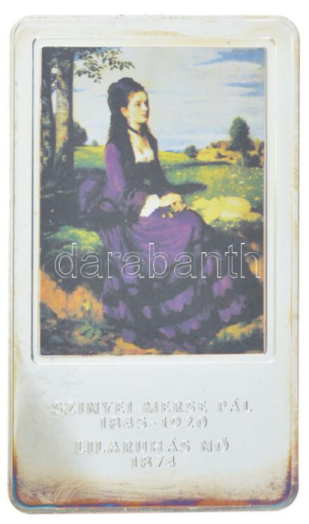 2014. 'A magyar festészet remekművei / Szinyei Merse Pál 1845-1920. - Lilaruhás nő 1874.' ezüstözött multicolor Cu emlékérem (60x35mm) T:1- (PP) patina