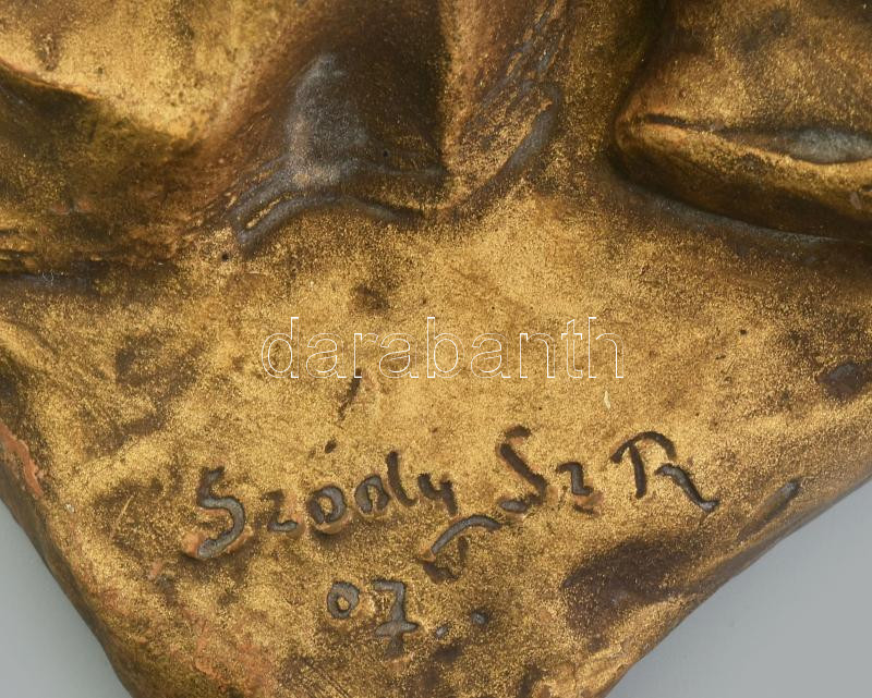 Sződy Szilárd (1878-1939): Libatömő. Égetett agyag, jelzett, kis kopásokkal, m: 25 cm - Image 4