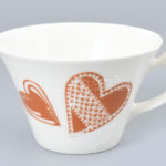 Pécsi porcelán retro tél mintás bögre. Kézzel festett, jelzett, hibátlan 7 cm - Image 2