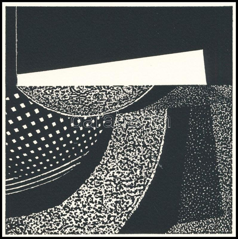 Joseph Kádár (1936-2019): Hommage a Le Corbusier, 1987. Szitanyomat, papír, jelzett, művészpéldány E.A. 9/10 számozással. Hátoldalon a művész pecsétjével. 13,5x13,5 cm - Image 2