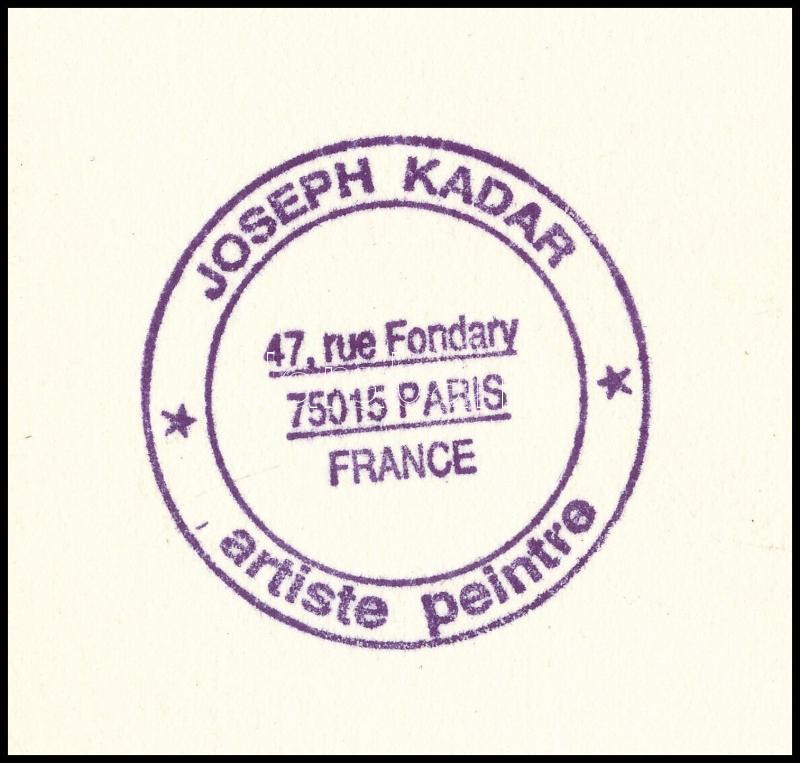 Joseph Kádár (1936-2019): Hommage a Le Corbusier, 1987. Szitanyomat, papír, jelzett, művészpéldány E.A. 9/10 számozással. Hátoldalon a művész pecsétjével. 13,5x13,5 cm - Image 4