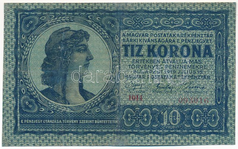 1919. július 15. 10K '1014 093016' T:IV restaurált Adamo K12