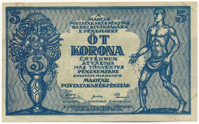 1919. 5K '059 517.189','MÁS TÖRVÉNYES...' T:III folt, ragasztófolt a sarkoknál Adamo K8/1