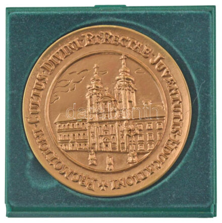 2002. 'Czuczor Gergely Bencés Gimnázium Győr 1627-1802-2002 / PROMOTIONI CULTUS DIVINI ET RECTAE JUVENTUTIS EDUCATIONI' kétoldalas sárgaréz emlékérem tokban (72mm) T:1