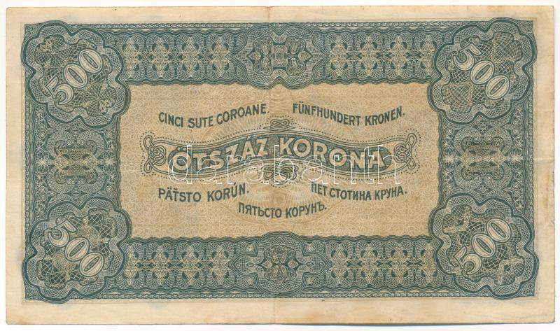 1923. 500K '5A 012 554594' nyomdahely jelölés nélkül T:III folt, apró szakadás Adamo K34/1 - Image 2