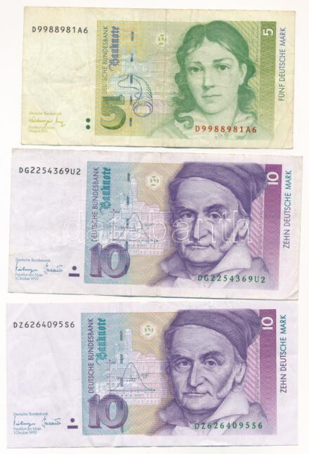 Német Szövetségi Köztársaság 1991. 5M + 1993. 10M (2x) T:III German Federal Republic 1991. 5 Mark + 1993. 10 Mark (2x) C:F