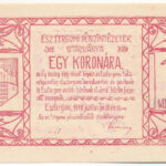 Esztergom 1919. június 10. 1K '006486', 'Esztergomi Pénzintézetek Utalványa' hátoldalán bélyegzéssel T:I,I- apró szakadás az egyik oldalán Adamo EST1.1