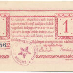 Esztergom 1919. június 10. 1K '006486', 'Esztergomi Pénzintézetek Utalványa' hátoldalán bélyegzéssel T:I,I- apró szakadás az egyik oldalán Adamo EST1.1 - Image 2