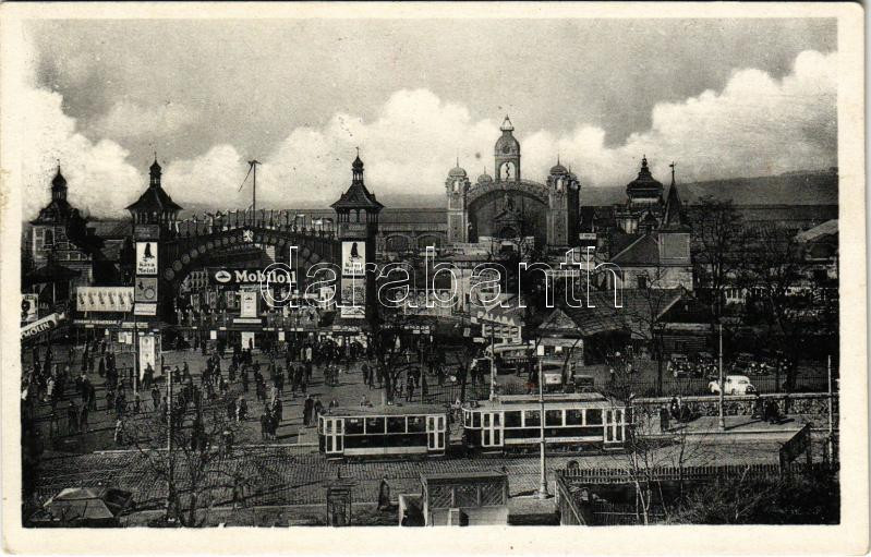 1941 Praha, Prag; Vystaviste / The tract of exhibition, tram + So. Stpl (fl)