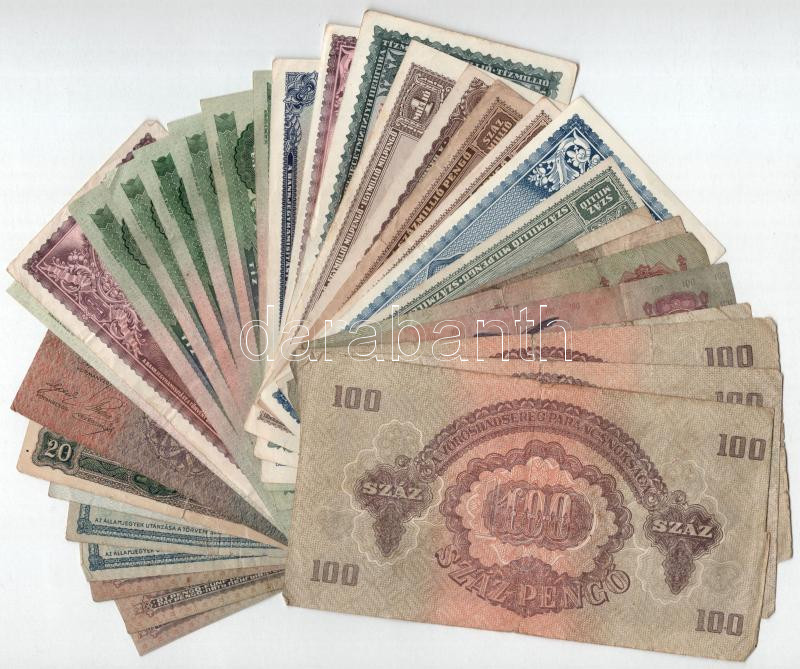 33 darabos magyar bankjegy tétel, korona, pengő, forint T:II--IV firka - Image 2