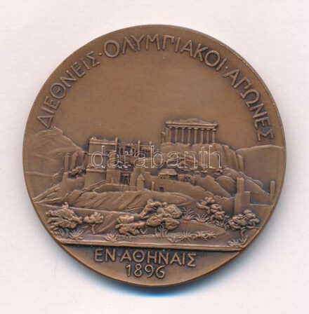 ~1996. Az 1896-os Olimpiai díjérem modern bronz replikája 'KÓPIA' jelzéssel (42mm) T:1- karc
