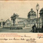 1899 (Vorläufer) Budapest XIV. Városliget, Iparcsarnok, Üdvözlet az acetylen kiállításból. Szilágyi Béla kiadása (EB)