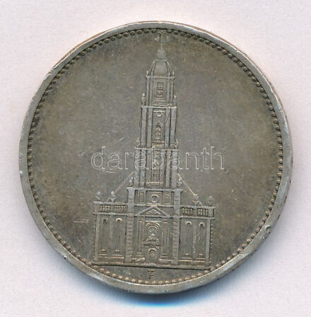 Német Harmadik Birodalom 1934F 5M Ag 'Garnisonkirche' T:2 patina German Third Reich 1934F 5 Reichsmark Ag 'Garnisonkirche' C:XF patina Krause KM#83
