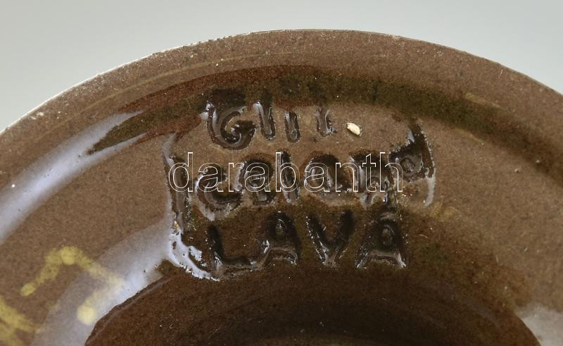 Izlandi lávakő kupa, kerámia, jelzett, hibátlan, m: 12 cm - Image 2