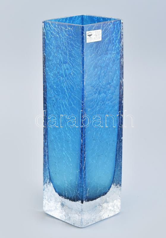 GRAL német retró kristály üveg, fátyol technikás, jelzett, hibátlan, m: 21 cm