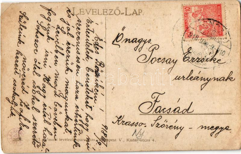 1918 Arad, Attila téri víztorony. Vasúti levelezőlapárusítás 2026. 1917. / water tower (r) - Image 2