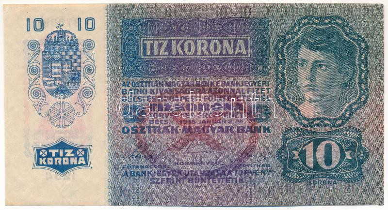 1915. 10K '1234 876891' piros 'DEUTSCHÖSTERREICH' felülbélyegzéssel T:III szép papír Adamo K11 - Image 2