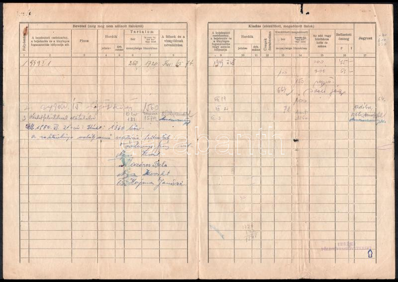 1949 Szemle-ív községi borforgalmi adó alá eső must- és bormennyiségekről - Image 2